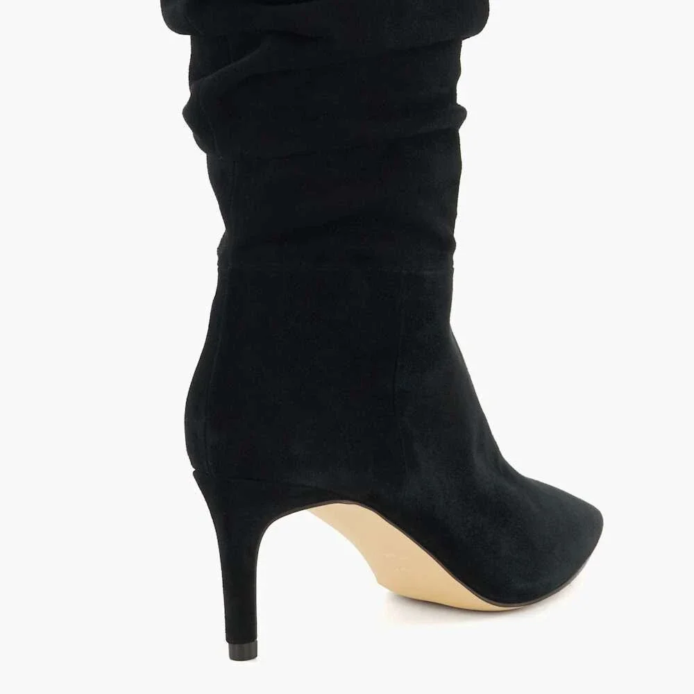Nine West Mycki Dress Boots Women's 8 Black Faux Suede Mid-Calf Bootie TZP373